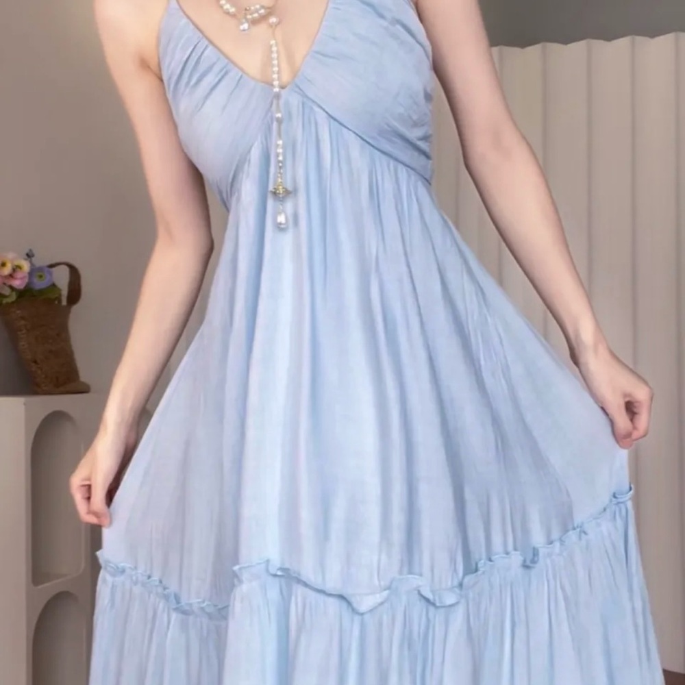 Elegant Light Blue Women's Dress